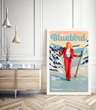 The Bluebird Daily Pinup Ski Art by The Whiskey Ginger on GIANT ART - figurative text