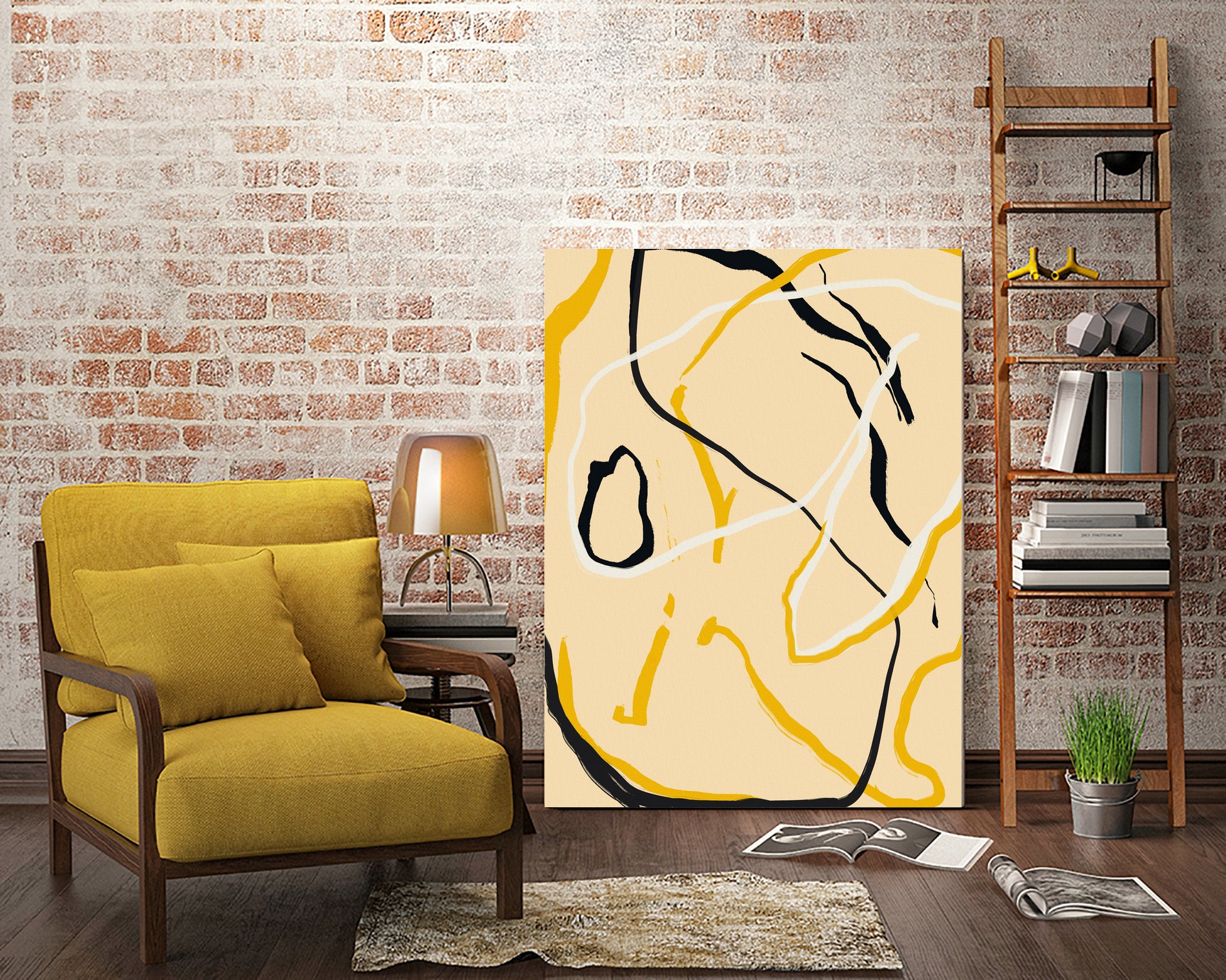 Golden Flow Lines by Little Dean on GIANT ART - line art abstract art