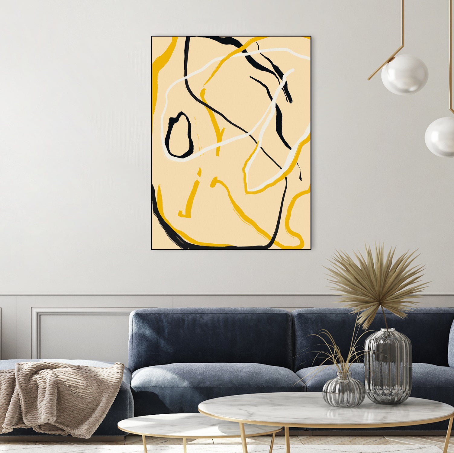 Golden Flow Lines by Little Dean on GIANT ART - line art abstract art