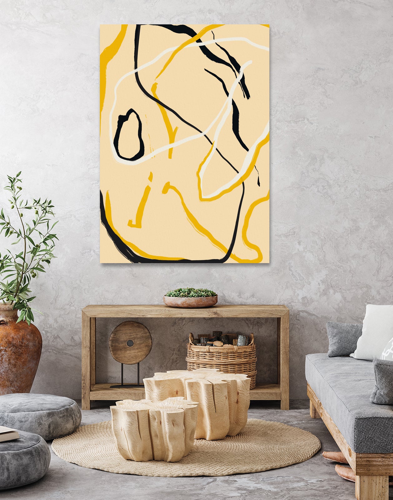 Golden Flow Lines by Little Dean on GIANT ART - line art abstract art