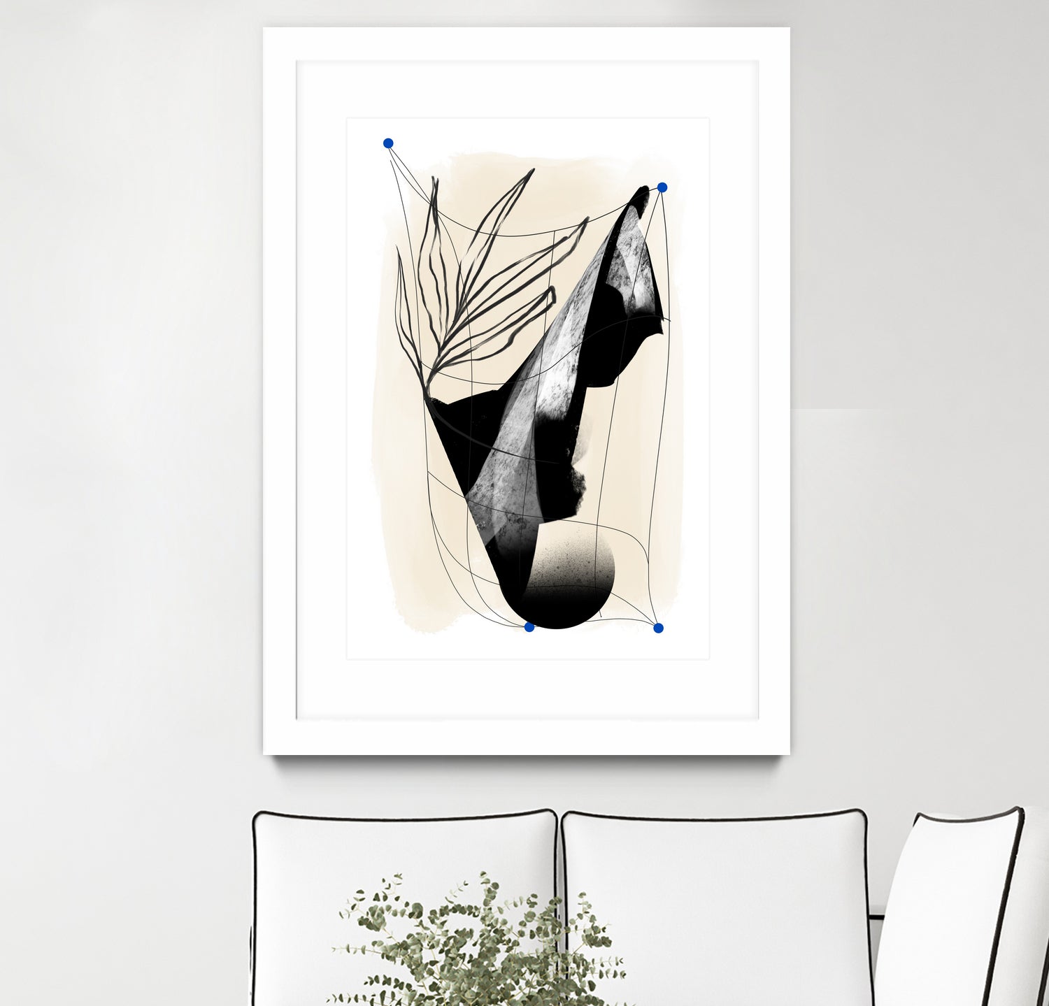Which Came First by Jilli Darling  on GIANT ART - abstract abstract, bold, white, grey, gray, calm, painting, print,  wallart,  wall art,  energetic, colourful, graphic print, illustration, soft, brush strokes, cute, prints, home decor, beige, black, drawing