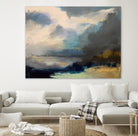 Dramatic Cloudy Sky Over a Serene Seascape by Anna-Karin Bergius on GIANT ART - abstract landscape painting nature and landscapes abstract landscape painting