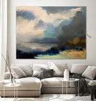 Dramatic Cloudy Sky Over a Serene Seascape by Anna-Karin Bergius on GIANT ART - abstract landscape painting nature and landscapes abstract landscape painting