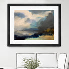Dramatic Cloudy Sky Over a Serene Seascape by Anna-Karin Bergius on GIANT ART - abstract landscape painting nature and landscapes abstract landscape painting