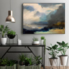 Dramatic Cloudy Sky Over a Serene Seascape by Anna-Karin Bergius on GIANT ART - abstract landscape painting nature and landscapes abstract landscape painting