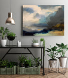Dramatic Cloudy Sky Over a Serene Seascape by Anna-Karin Bergius on GIANT ART - abstract landscape painting nature and landscapes abstract landscape painting