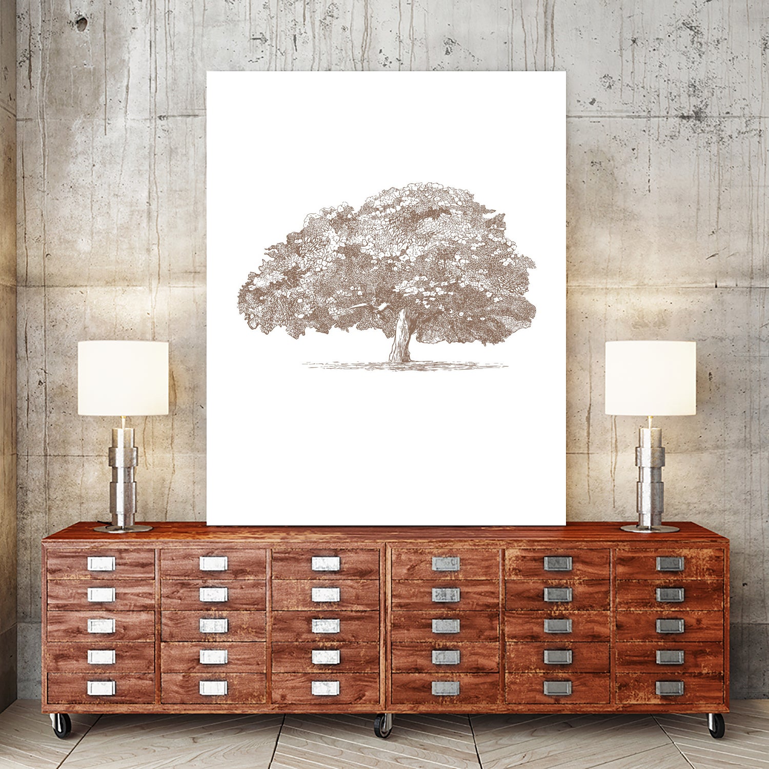 Big Tree in Brown Sepia by Katie Oa#039;Shea on GIANT ART - 2550 illustration