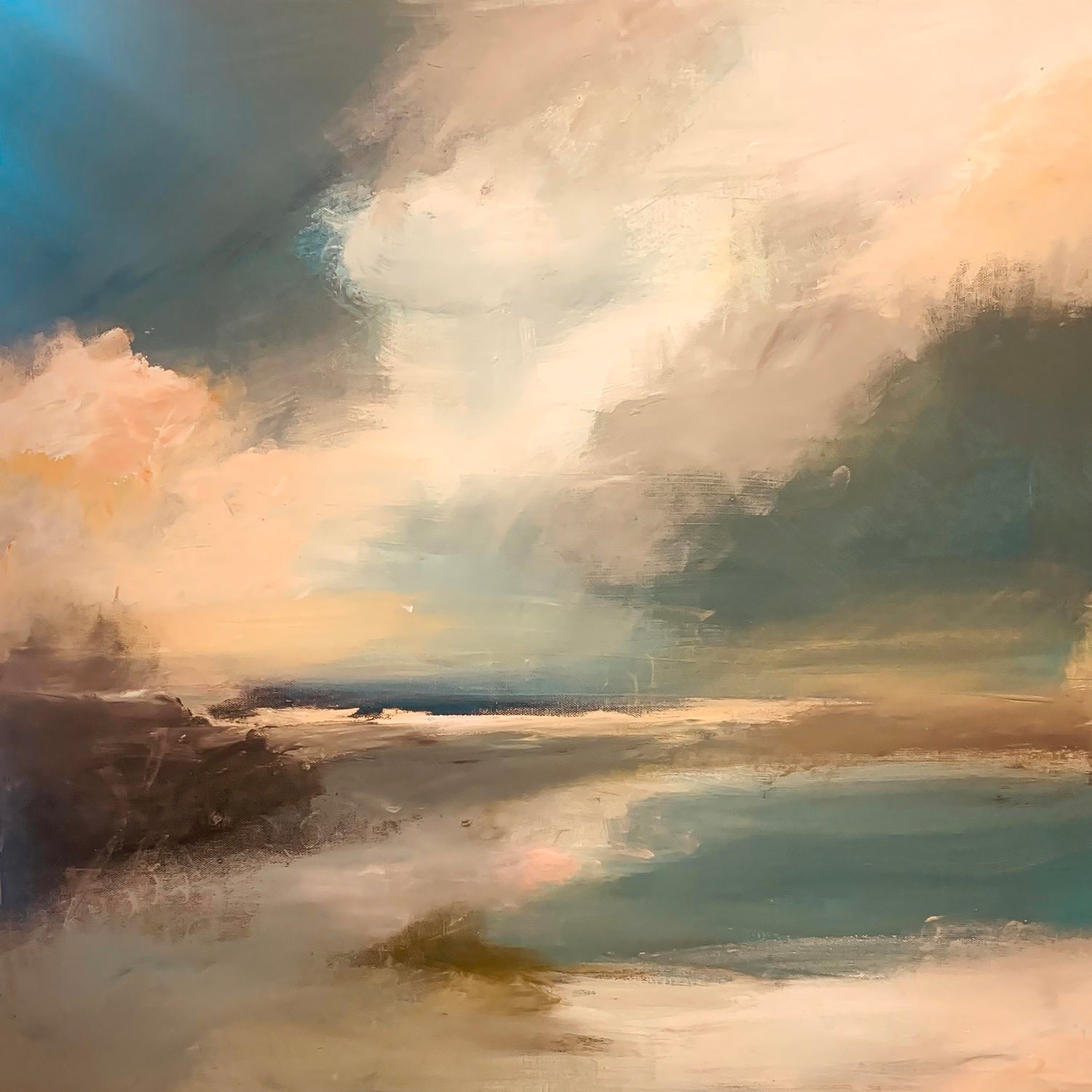 Serene Seascape Under a Dynamic Sky by Anna-Karin Bergius on GIANT ART - abstract landscape nature and landscapes abstract landscape