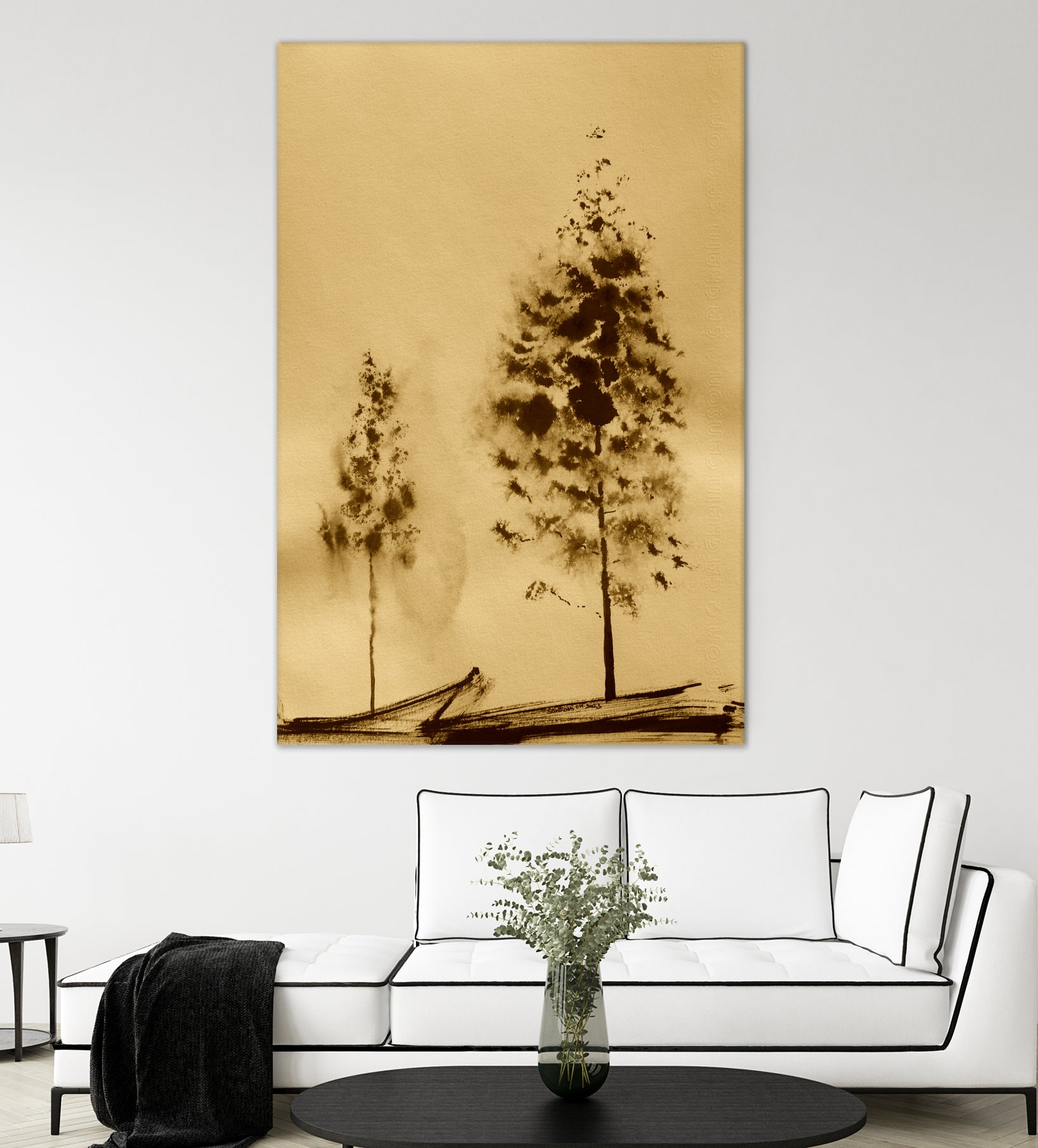 Two Trees Capturing Simplicity And Nature by Santhosh ch on GIANT ART - 14071 illustration