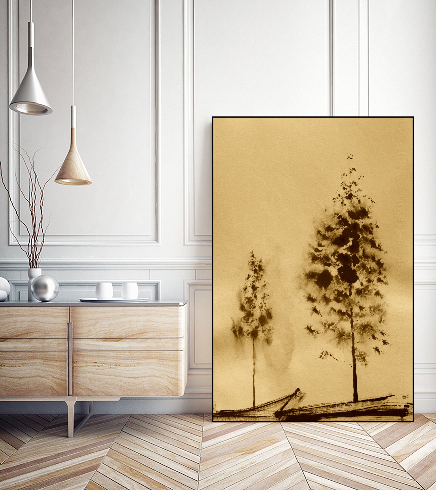 Two Trees Capturing Simplicity And Nature by Santhosh ch on GIANT ART - 14071 illustration
