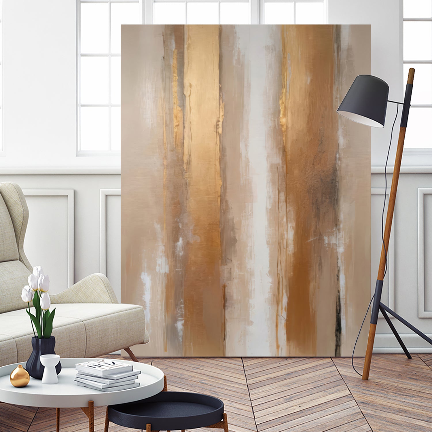 Stripes In Soft Neutrals by Alpenglow Workshop on GIANT ART - abstract abstract wall art