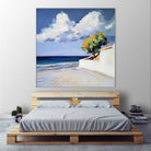 Serene Beach View with a Tree and Dramatic Clouds by Avanesova Elena on GIANT ART - nature and landscapes elena