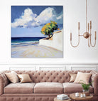 Serene Beach View with a Tree and Dramatic Clouds by Avanesova Elena on GIANT ART - nature and landscapes elena