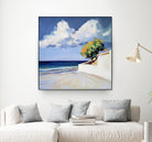 Serene Beach View with a Tree and Dramatic Clouds by Avanesova Elena on GIANT ART - nature and landscapes elena