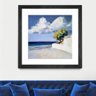 Serene Beach View with a Tree and Dramatic Clouds by Avanesova Elena on GIANT ART - nature and landscapes elena