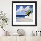 Serene Beach View with a Tree and Dramatic Clouds by Avanesova Elena on GIANT ART - nature and landscapes elena