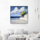 Serene Beach View with a Tree and Dramatic Clouds by Avanesova Elena on GIANT ART - nature and landscapes elena