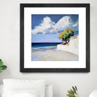 Serene Beach View with a Tree and Dramatic Clouds by Avanesova Elena on GIANT ART - nature and landscapes elena