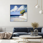 Serene Beach View with a Tree and Dramatic Clouds by Avanesova Elena on GIANT ART - nature and landscapes elena