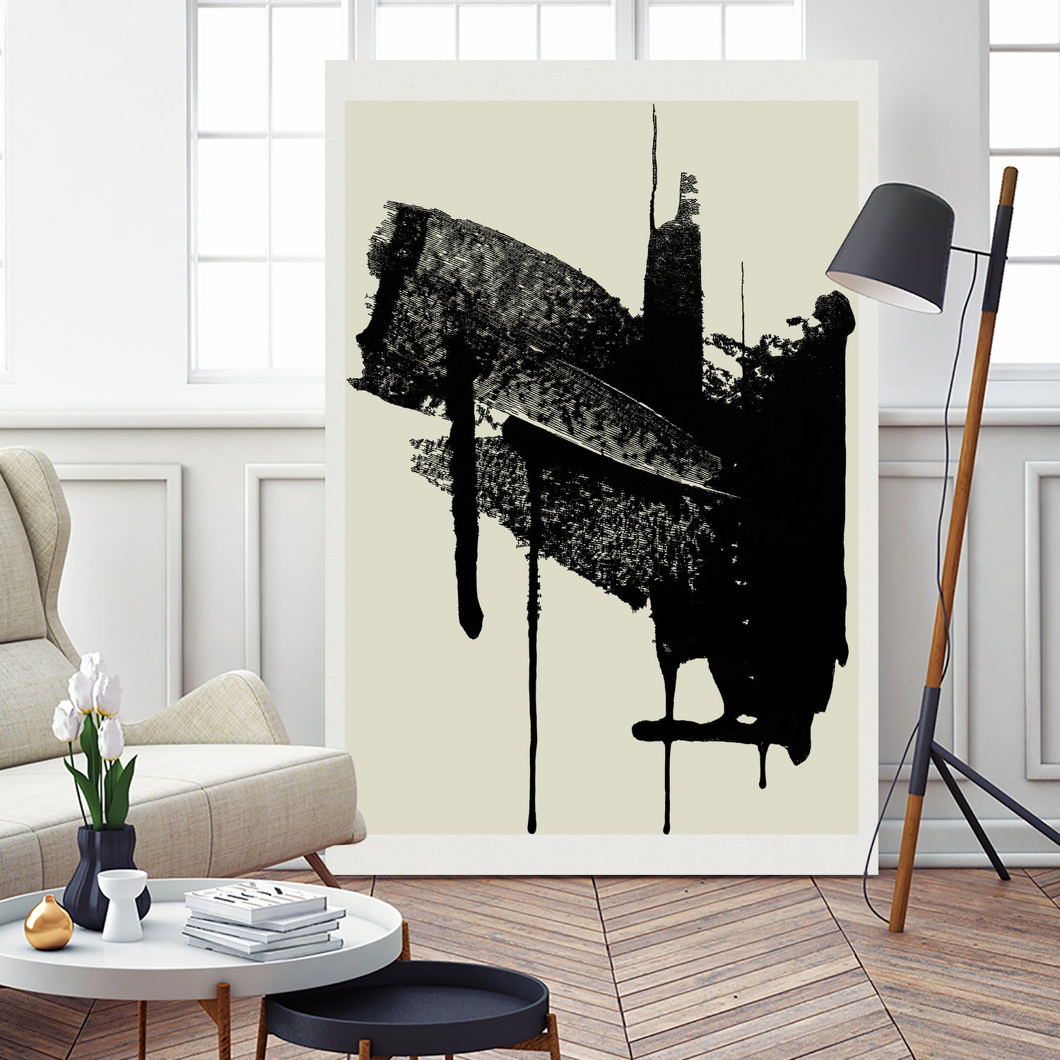 Abstract Brushstrokes in Black and Cream by cartissi on GIANT ART - abstract art abstract abstract art
