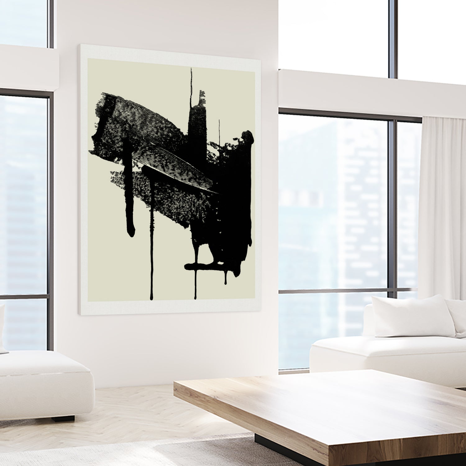 Abstract Brushstrokes in Black and Cream by cartissi on GIANT ART - abstract art abstract abstract art