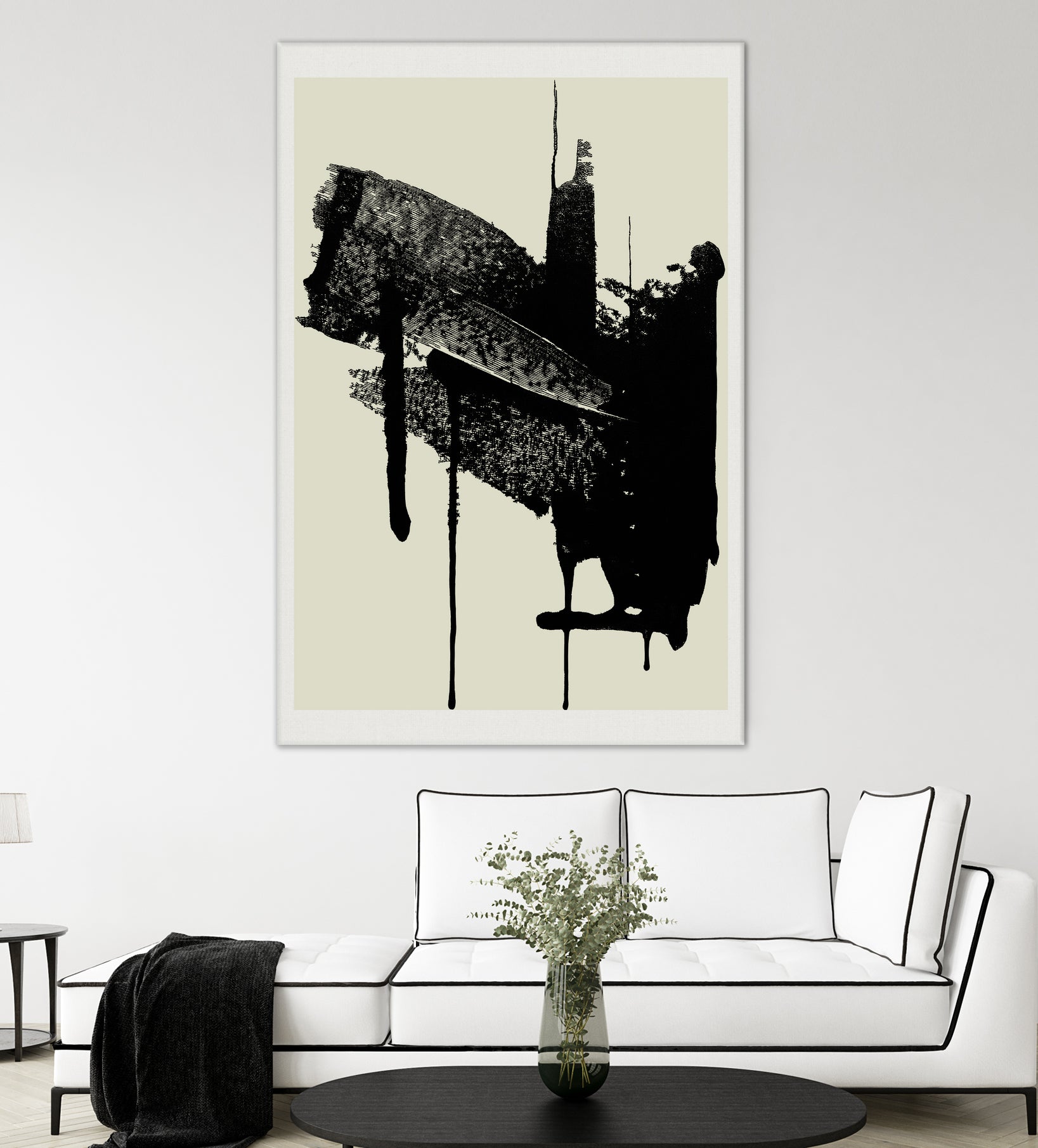 Abstract Brushstrokes in Black and Cream by cartissi on GIANT ART - abstract art abstract abstract art