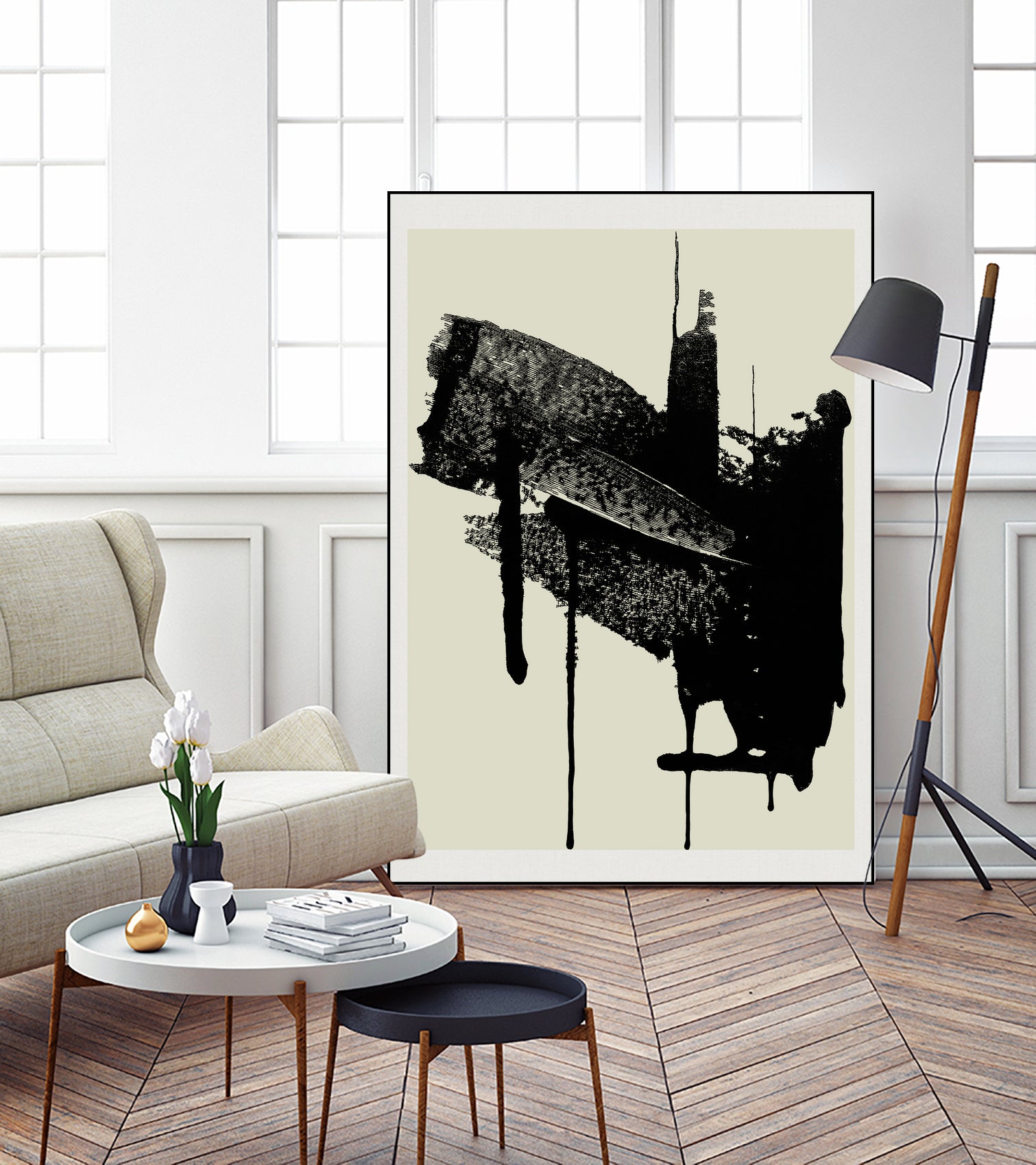 Abstract Brushstrokes in Black and Cream by cartissi on GIANT ART - abstract art abstract abstract art