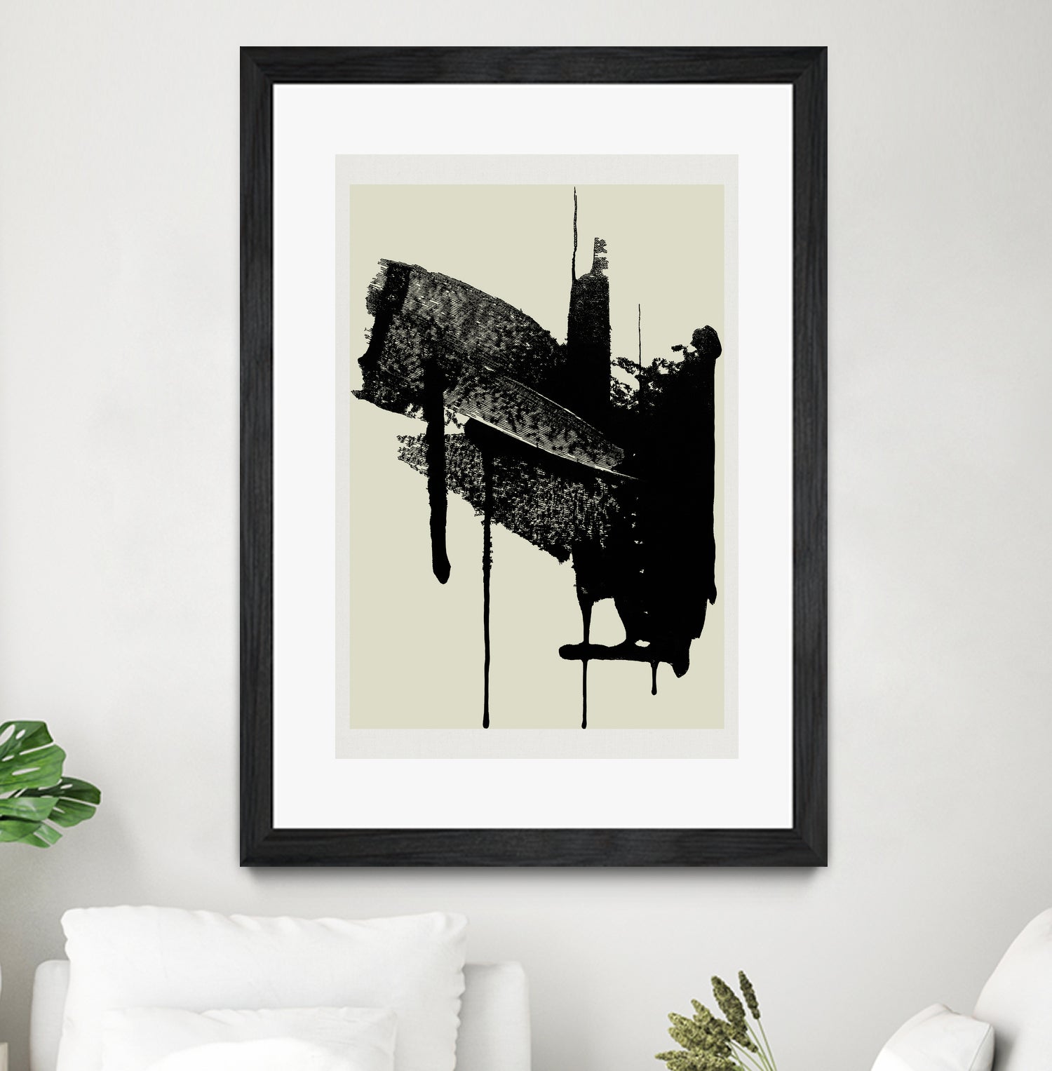 Abstract Brushstrokes in Black and Cream by cartissi on GIANT ART - abstract art abstract abstract art