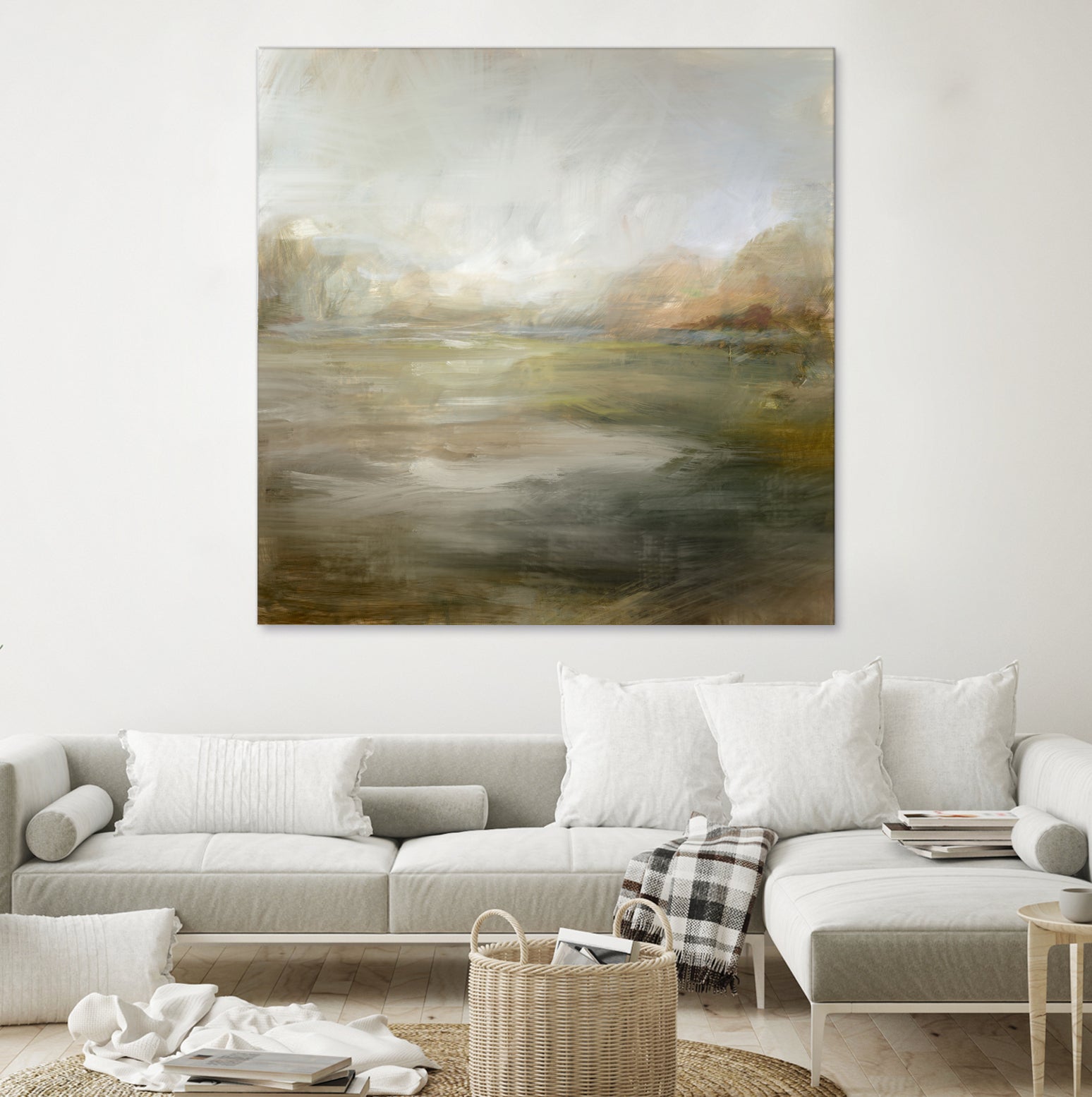 A Tranquil Misty Lake by Julia Cheney on GIANT ART - abstract landscape painting nature and landscapes abstract landscape painting
