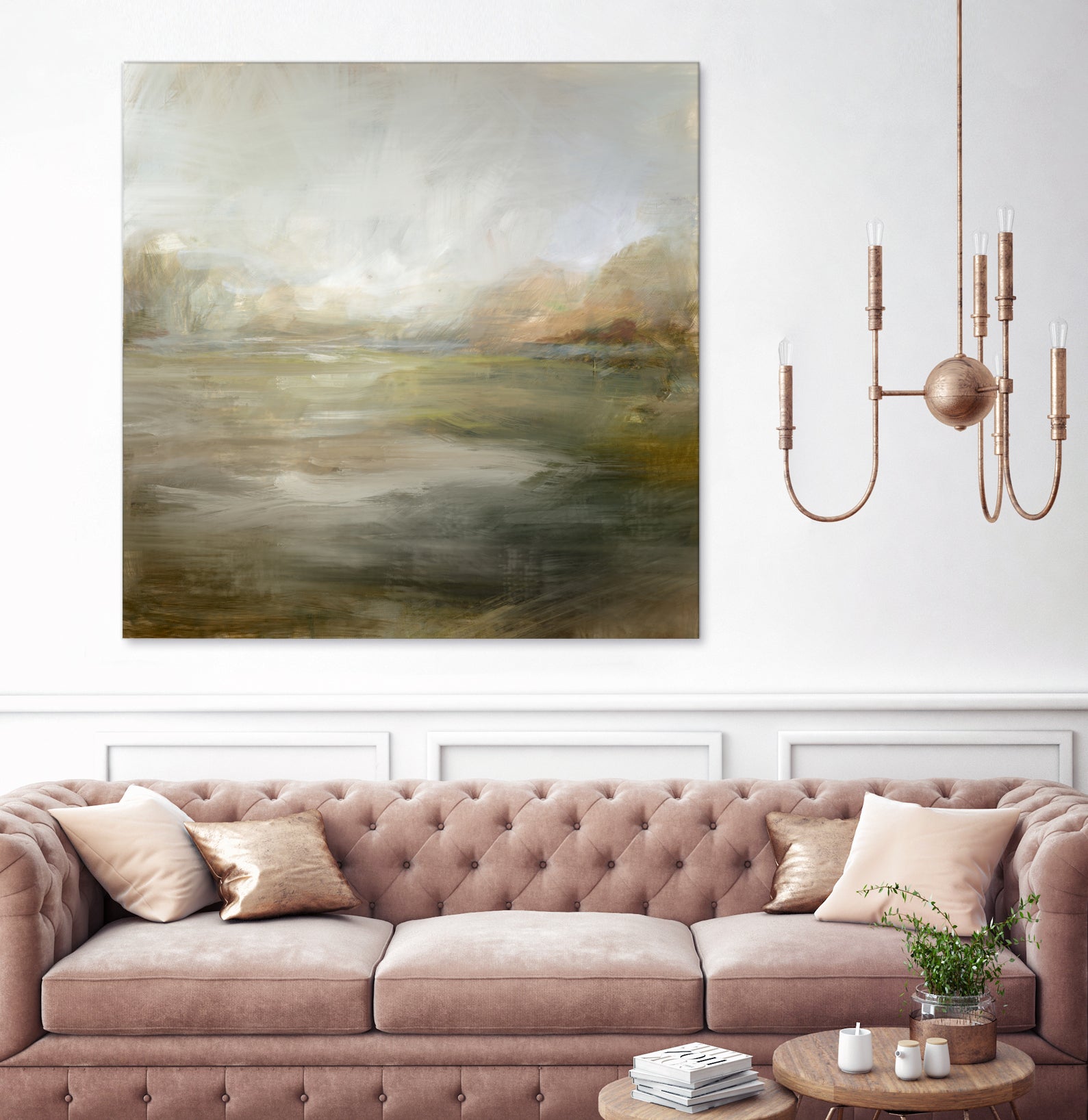 A Tranquil Misty Lake by Julia Cheney on GIANT ART - abstract landscape painting nature and landscapes abstract landscape painting