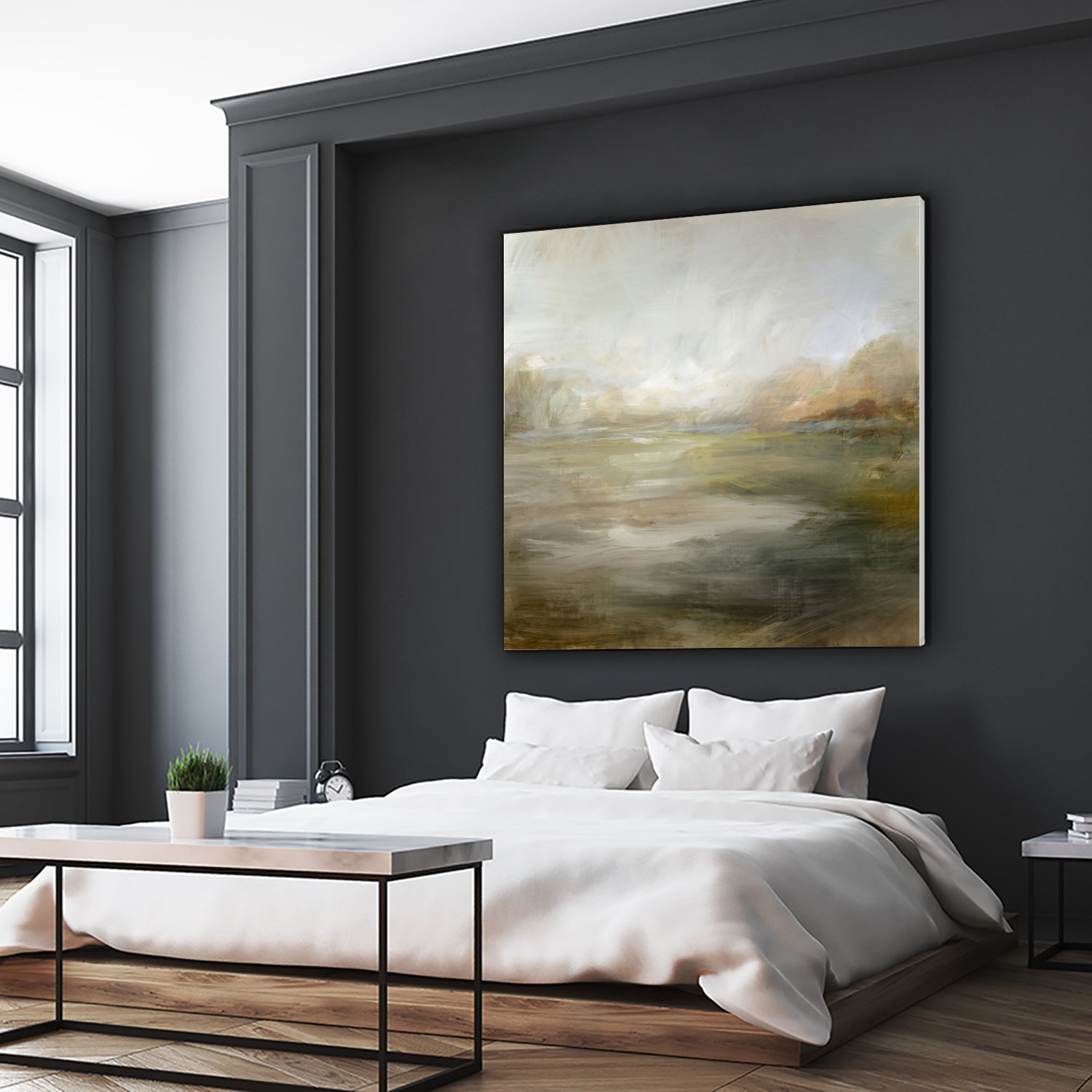 A Tranquil Misty Lake by Julia Cheney on GIANT ART - abstract landscape painting nature and landscapes abstract landscape painting