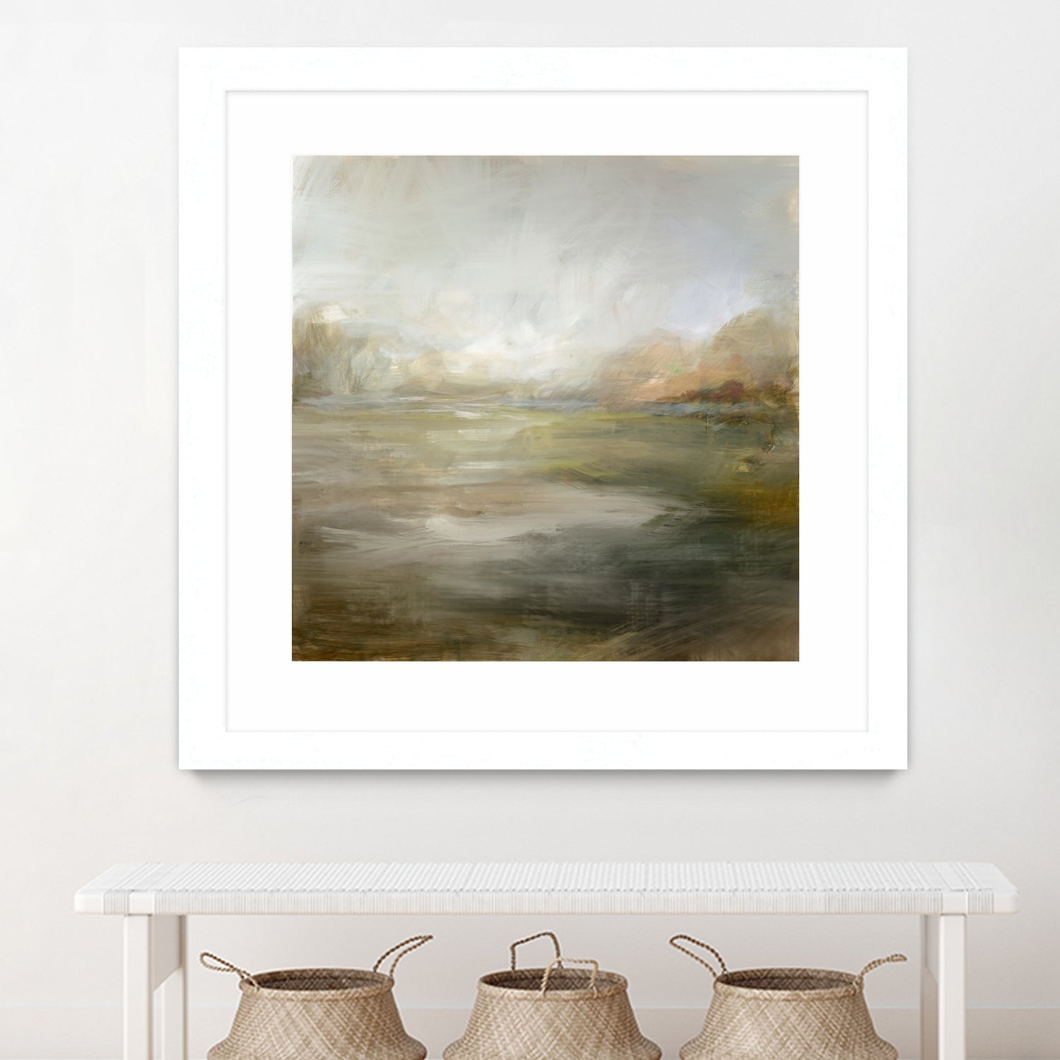 A Tranquil Misty Lake by Julia Cheney on GIANT ART - abstract landscape painting nature and landscapes abstract landscape painting