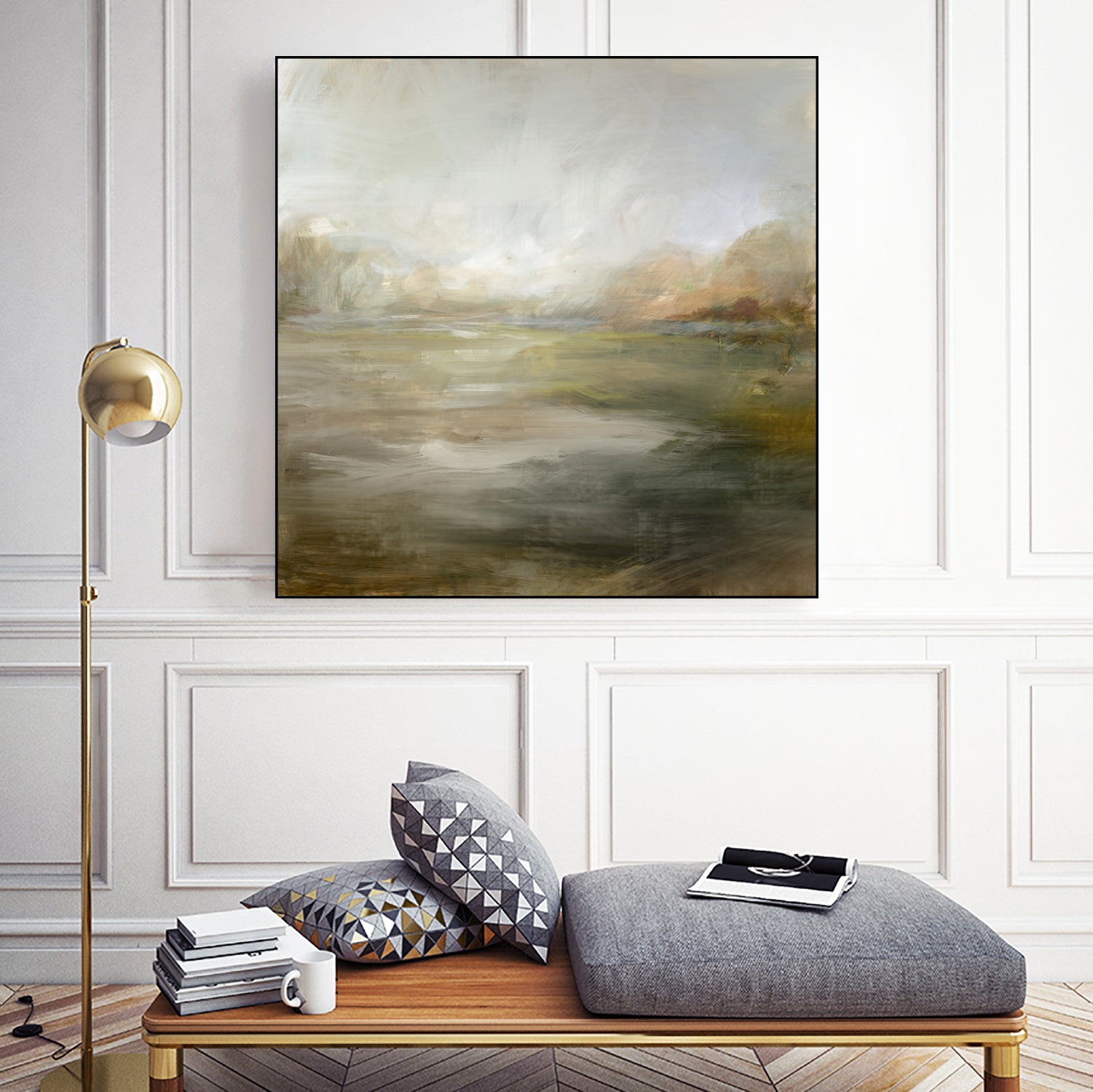 A Tranquil Misty Lake by Julia Cheney on GIANT ART - abstract landscape painting nature and landscapes abstract landscape painting