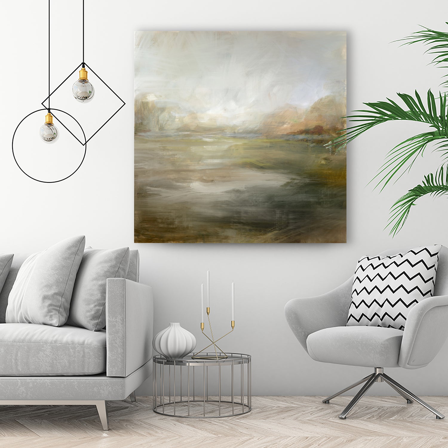 A Tranquil Misty Lake by Julia Cheney on GIANT ART - abstract landscape painting nature and landscapes abstract landscape painting