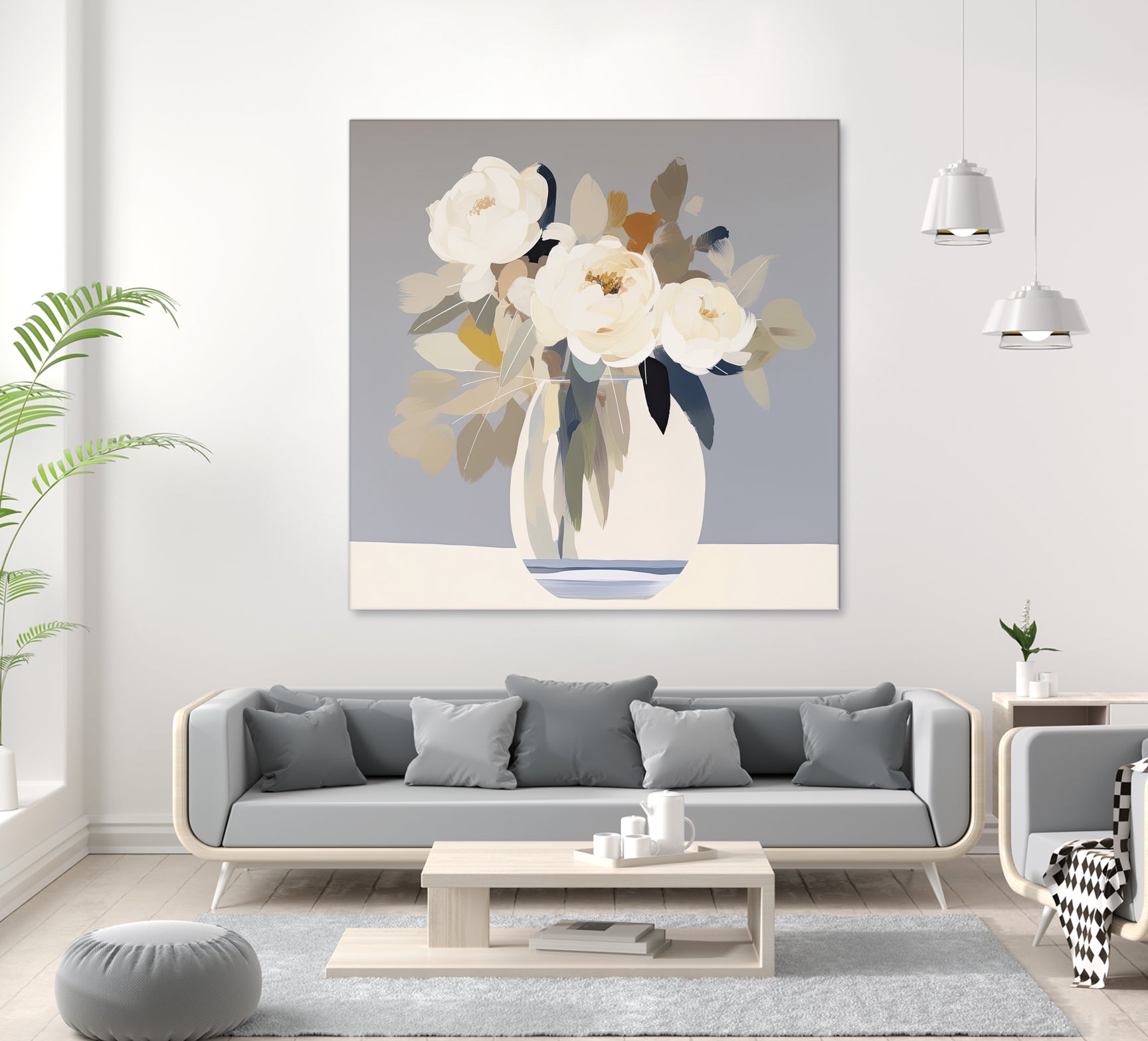 Peonies in a Glass Vase by Bella Eve on GIANT ART - flowers and plants modern floral art