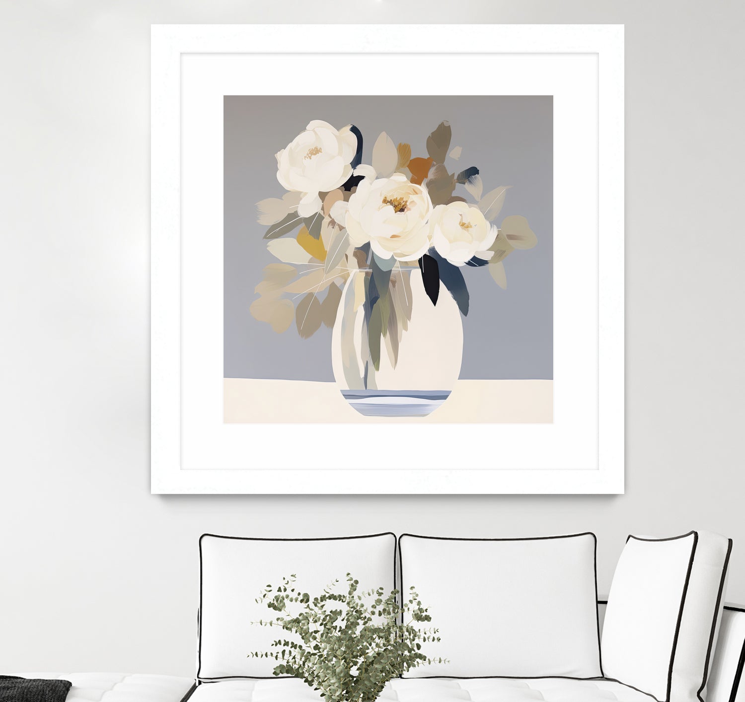 Peonies in a Glass Vase by Bella Eve on GIANT ART - flowers and plants modern floral art