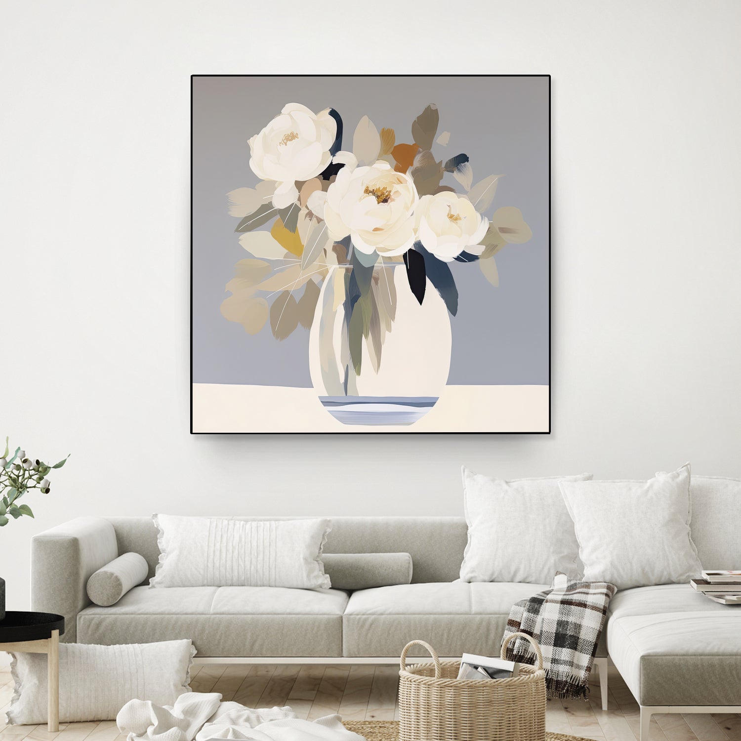 Peonies in a Glass Vase by Bella Eve on GIANT ART - flowers and plants modern floral art