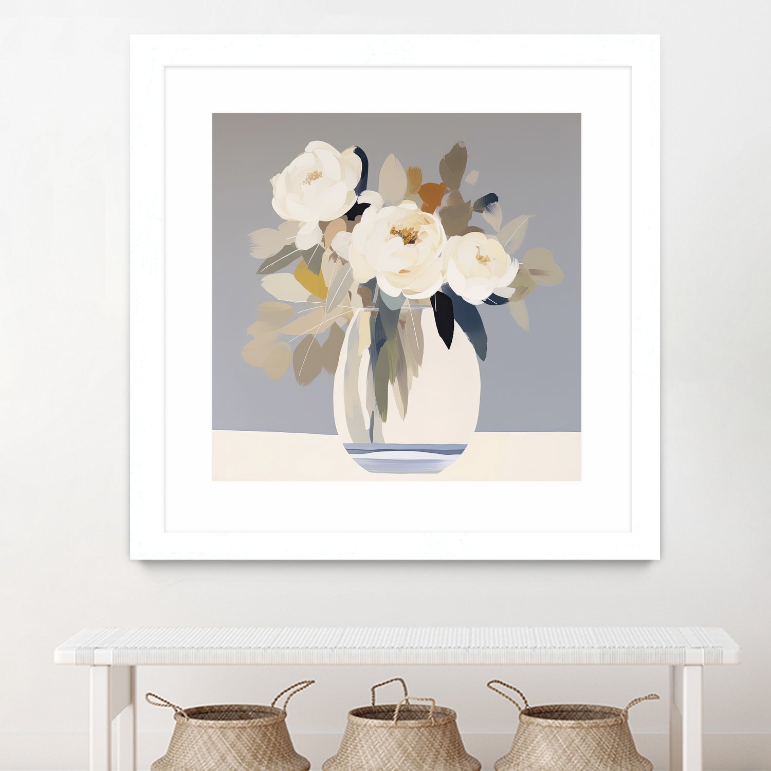 Peonies in a Glass Vase by Bella Eve on GIANT ART - flowers and plants modern floral art