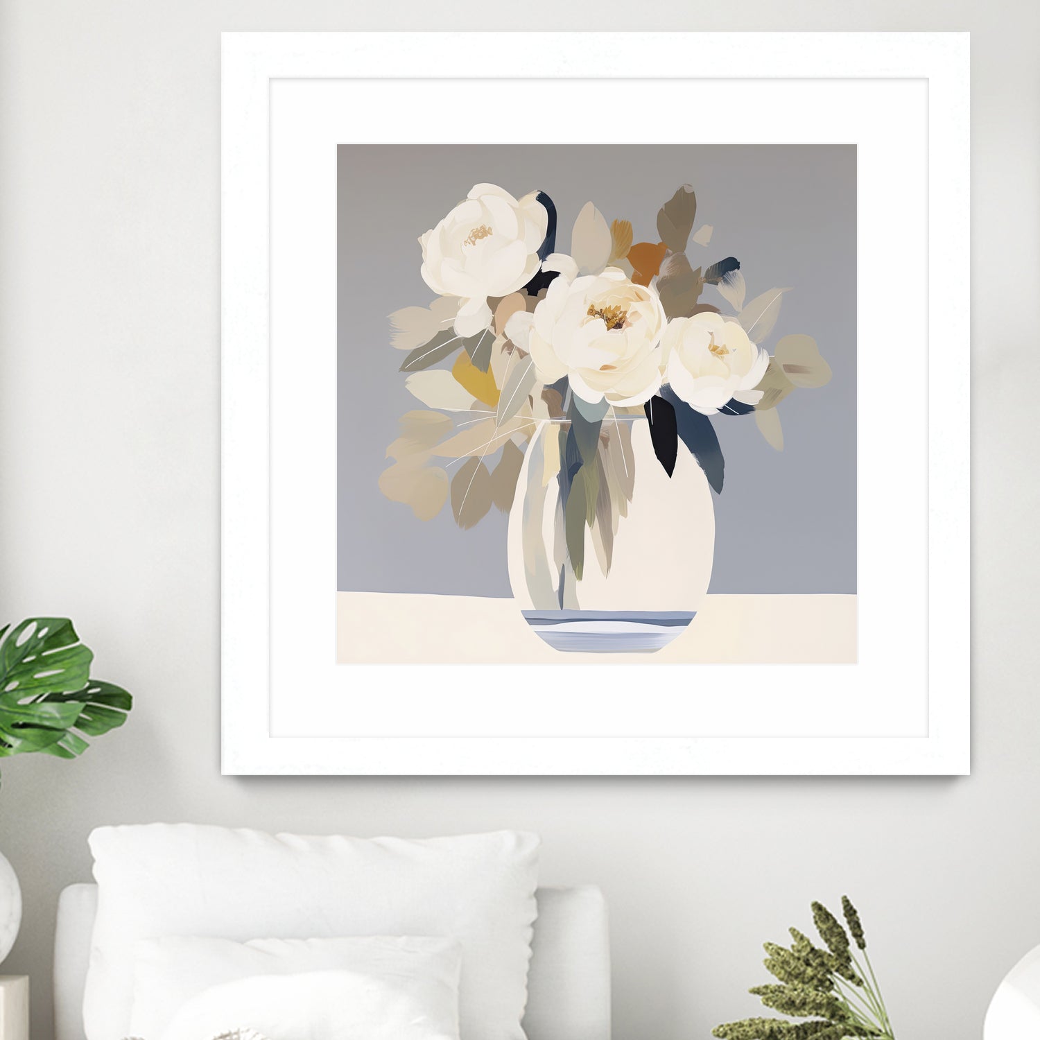 Peonies in a Glass Vase by Bella Eve on GIANT ART - flowers and plants modern floral art