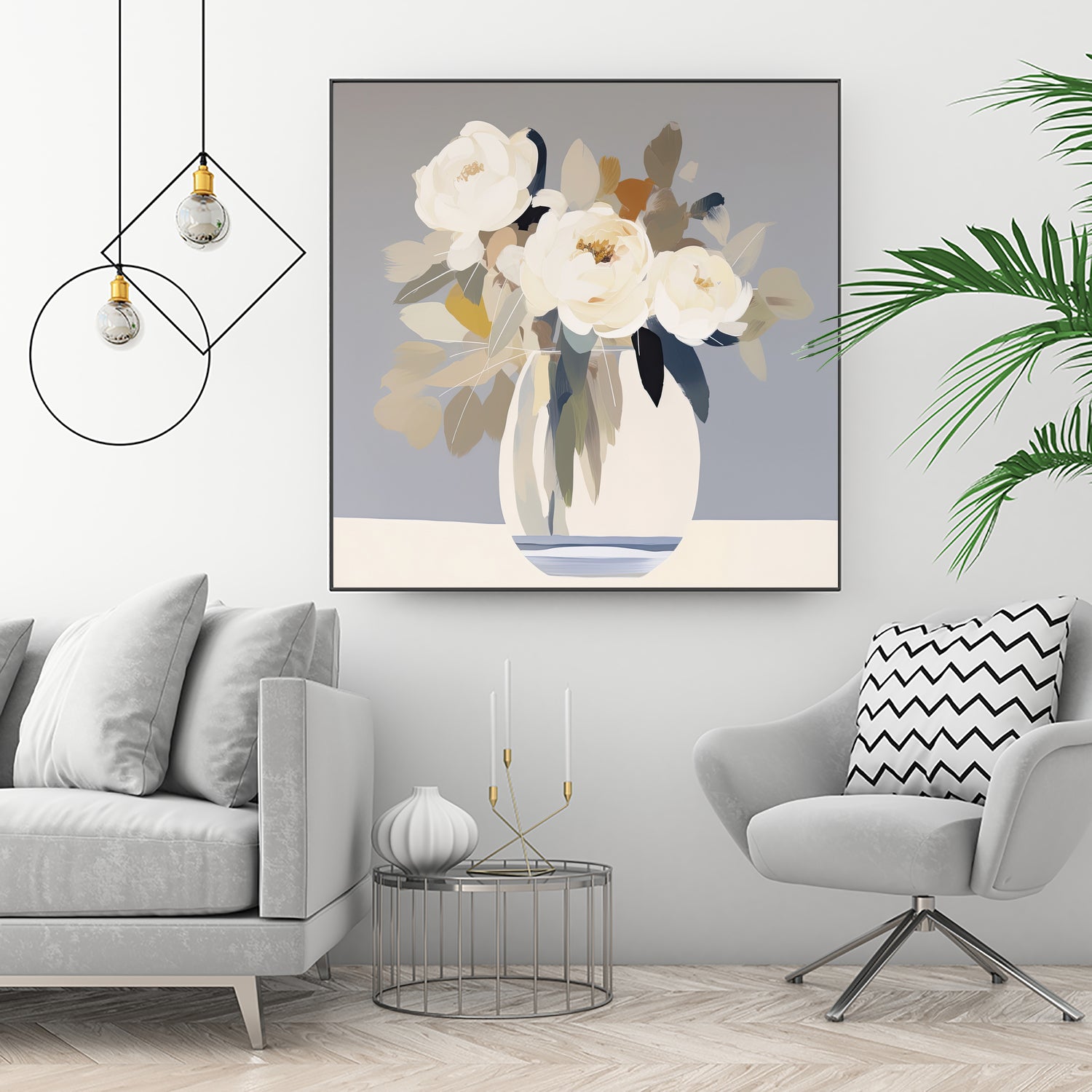 Peonies in a Glass Vase by Bella Eve on GIANT ART - flowers and plants modern floral art