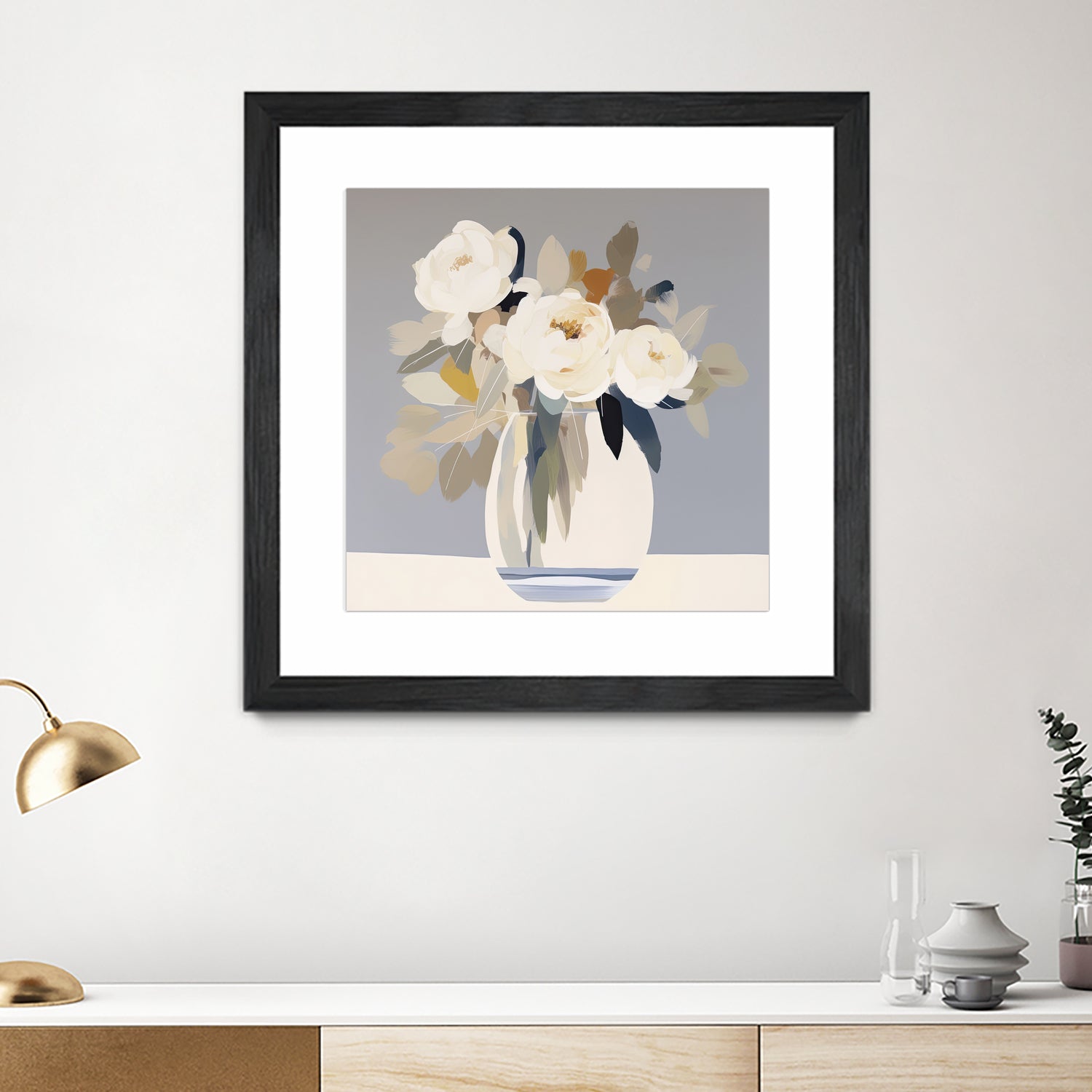 Peonies in a Glass Vase by Bella Eve on GIANT ART - flowers and plants modern floral art