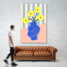 Flowers in Blue Knotted Vase by Maren Gross on GIANT ART - potted flower flowers and plants potted flower