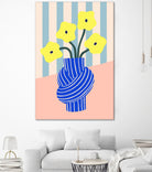 Flowers in Blue Knotted Vase by Maren Gross on GIANT ART - potted flower flowers and plants potted flower