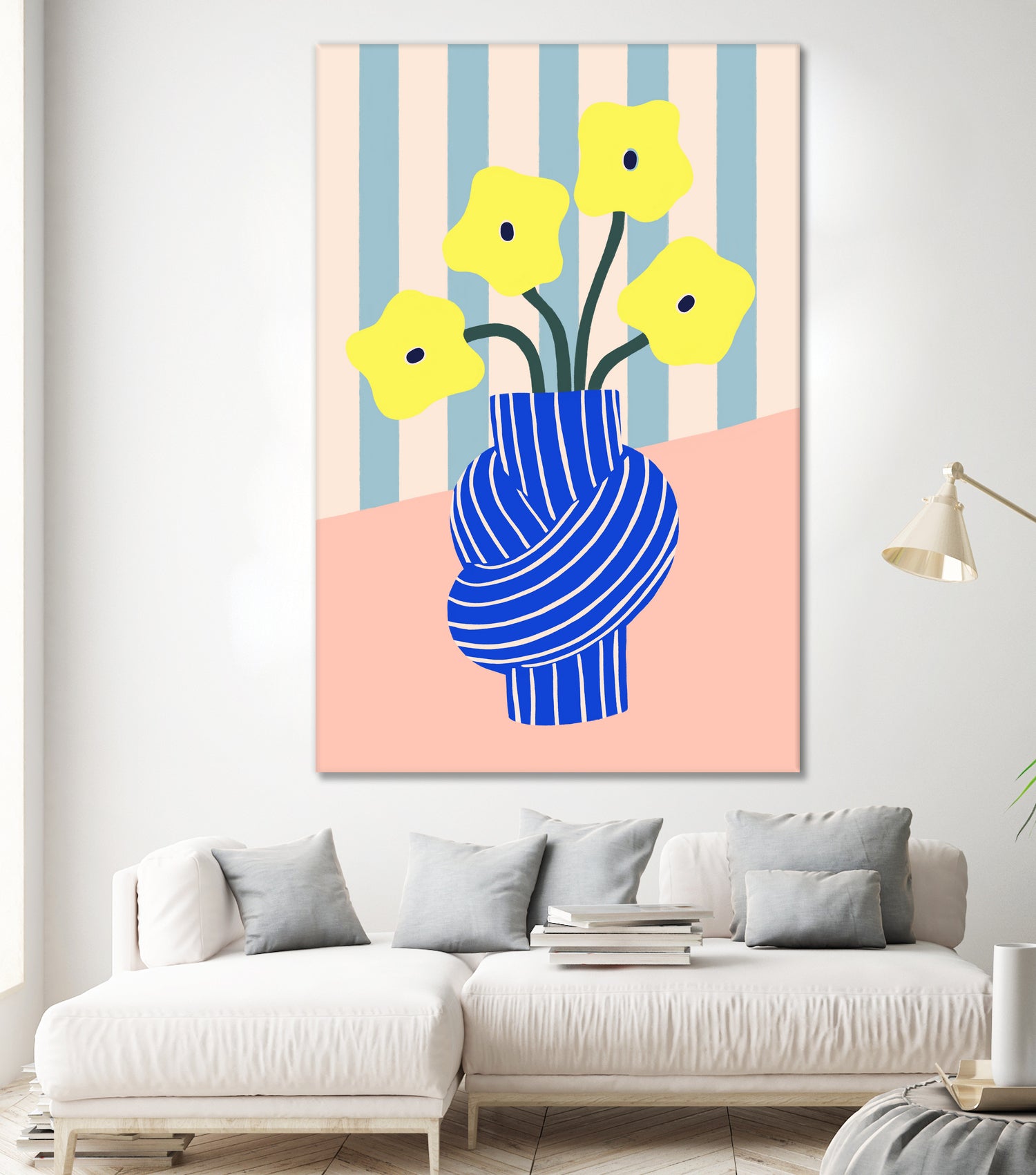 Flowers in Blue Knotted Vase by Maren Gross on GIANT ART - potted flower flowers and plants potted flower