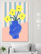 Flowers in Blue Knotted Vase by Maren Gross on GIANT ART - potted flower flowers and plants potted flower