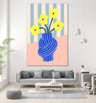 Flowers in Blue Knotted Vase by Maren Gross on GIANT ART - potted flower flowers and plants potted flower