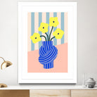 Flowers in Blue Knotted Vase by Maren Gross on GIANT ART - potted flower flowers and plants potted flower