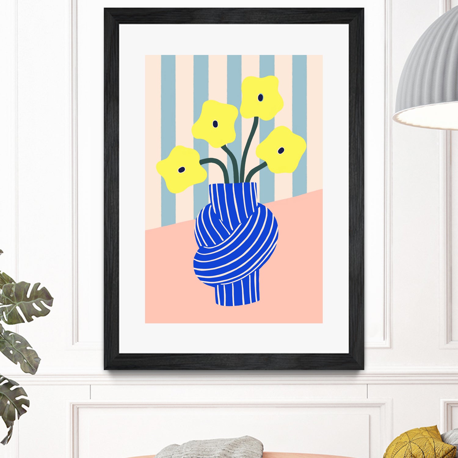 Flowers in Blue Knotted Vase by Maren Gross on GIANT ART - potted flower flowers and plants potted flower