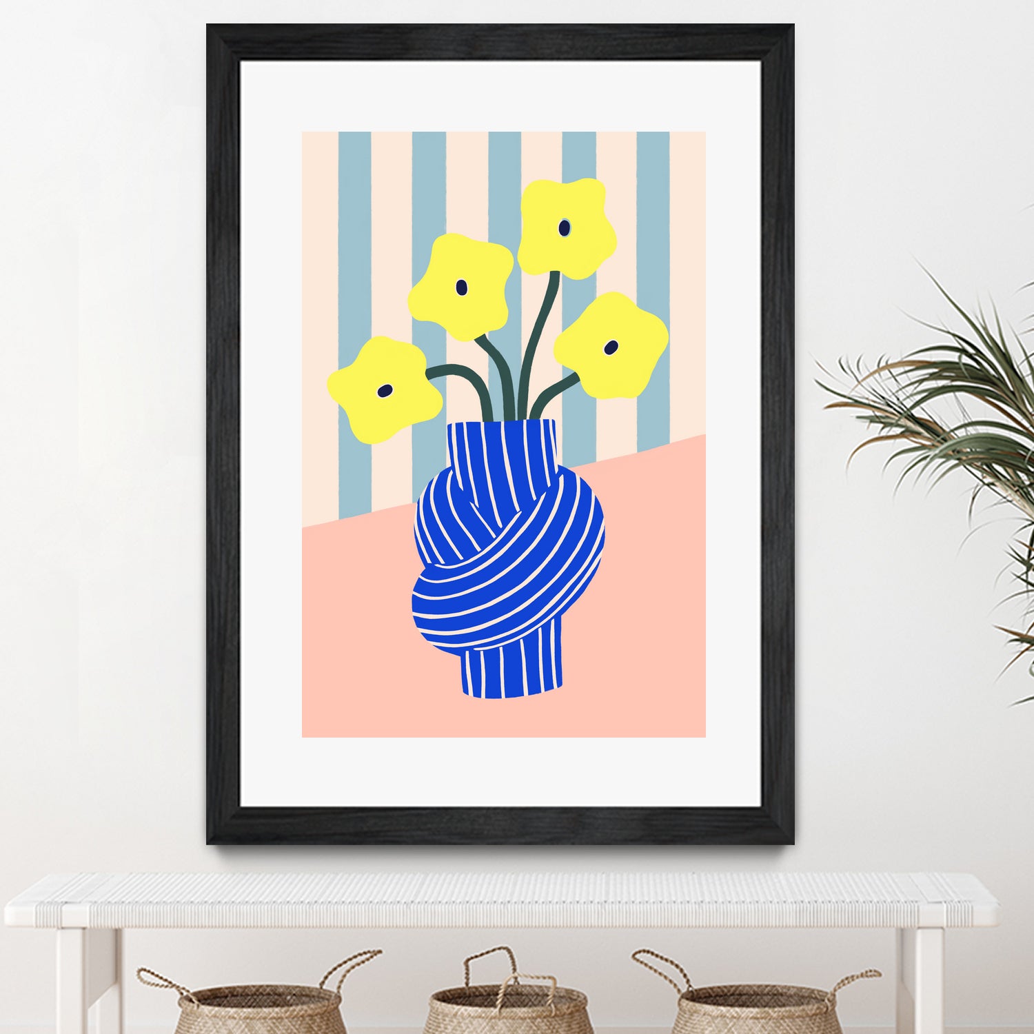 Flowers in Blue Knotted Vase by Maren Gross on GIANT ART - potted flower flowers and plants potted flower