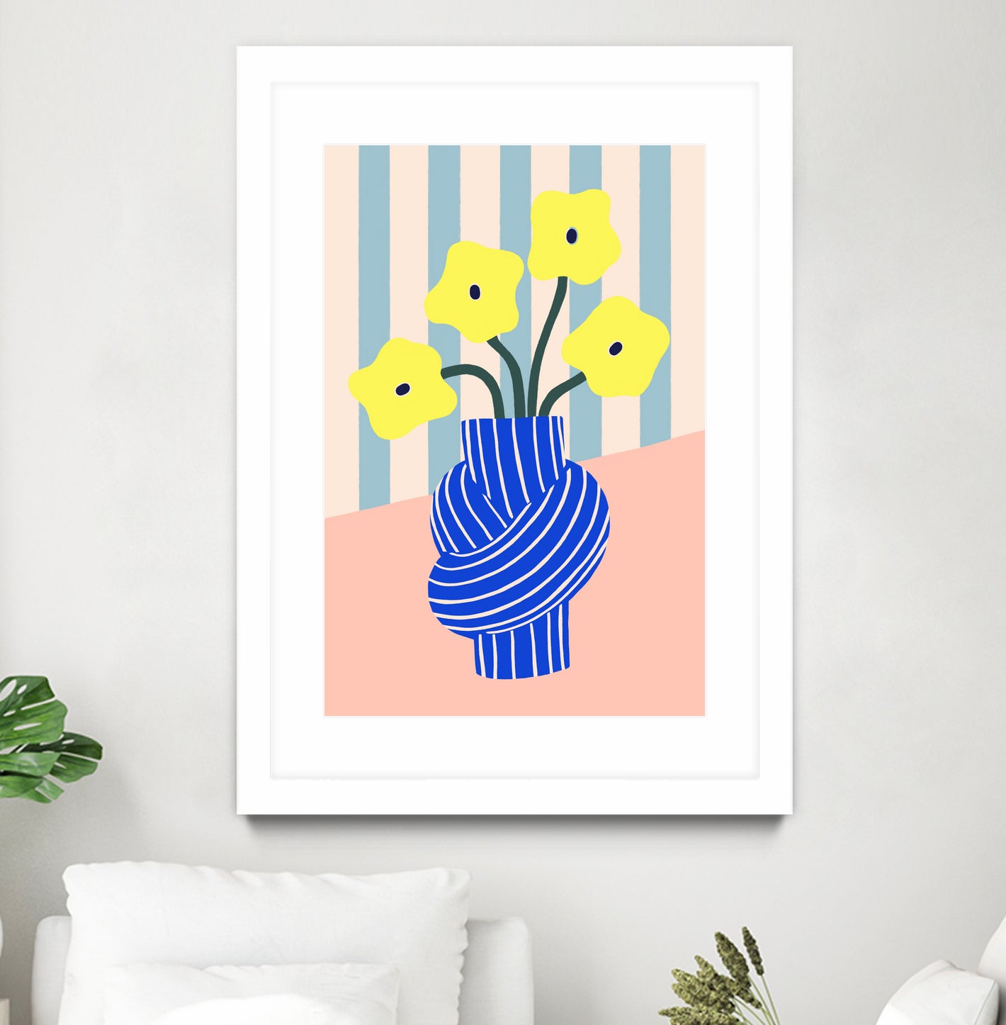 Flowers in Blue Knotted Vase by Maren Gross on GIANT ART - potted flower flowers and plants potted flower